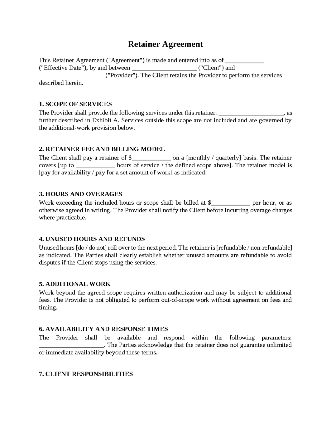 Retainer Agreement