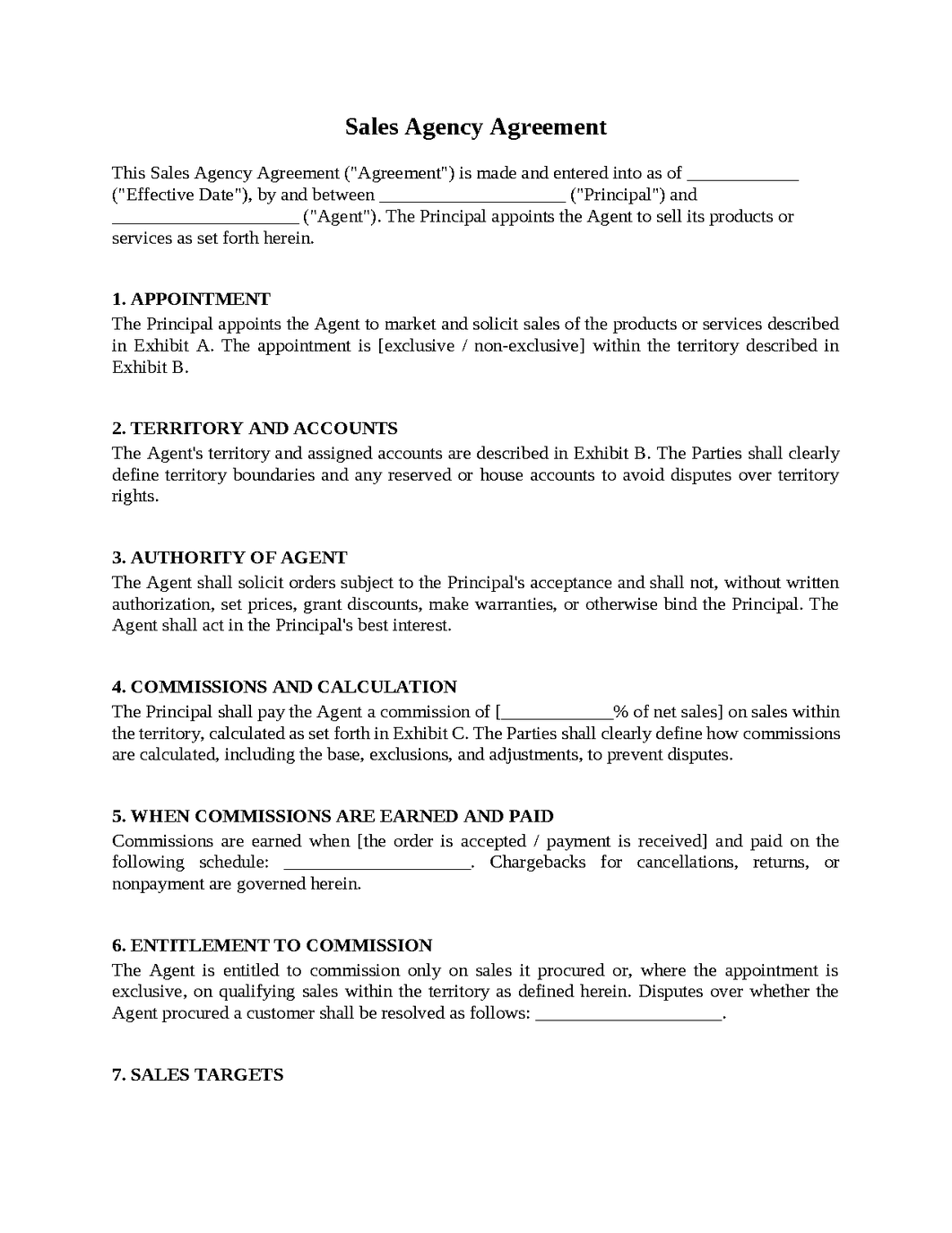 Sales Agency Agreement