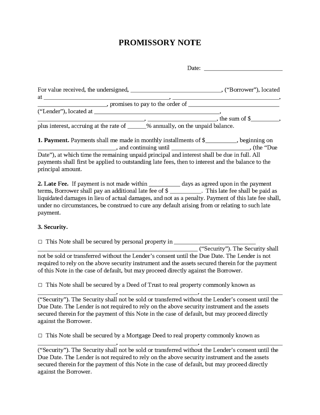 Secured Promissory Note