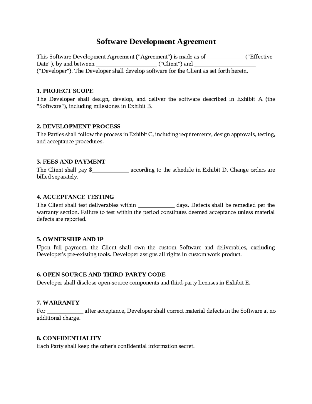 Software Development Agreement