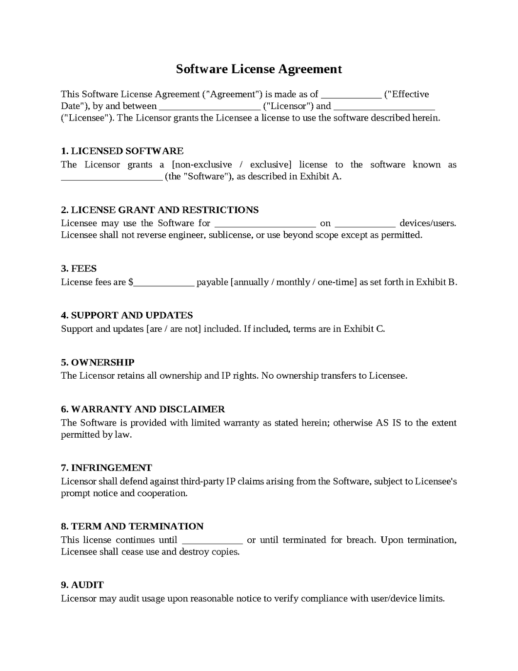 Software License Agreement