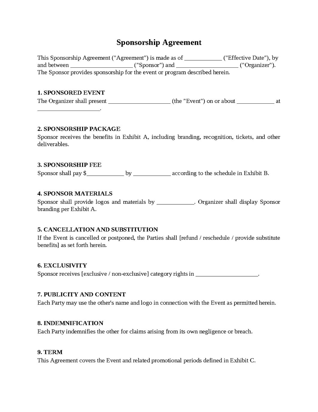 Sponsorship Agreement