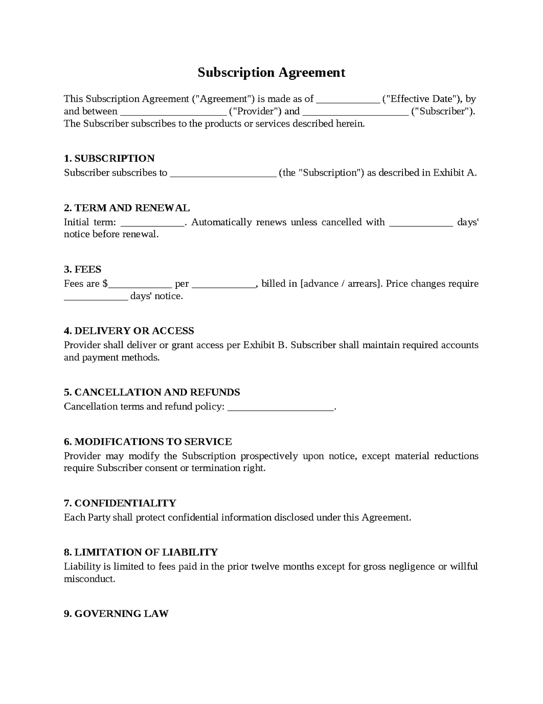 Subscription Agreement