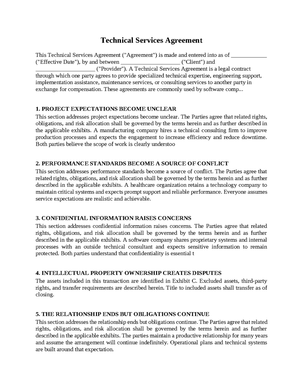 Technical Services Agreement