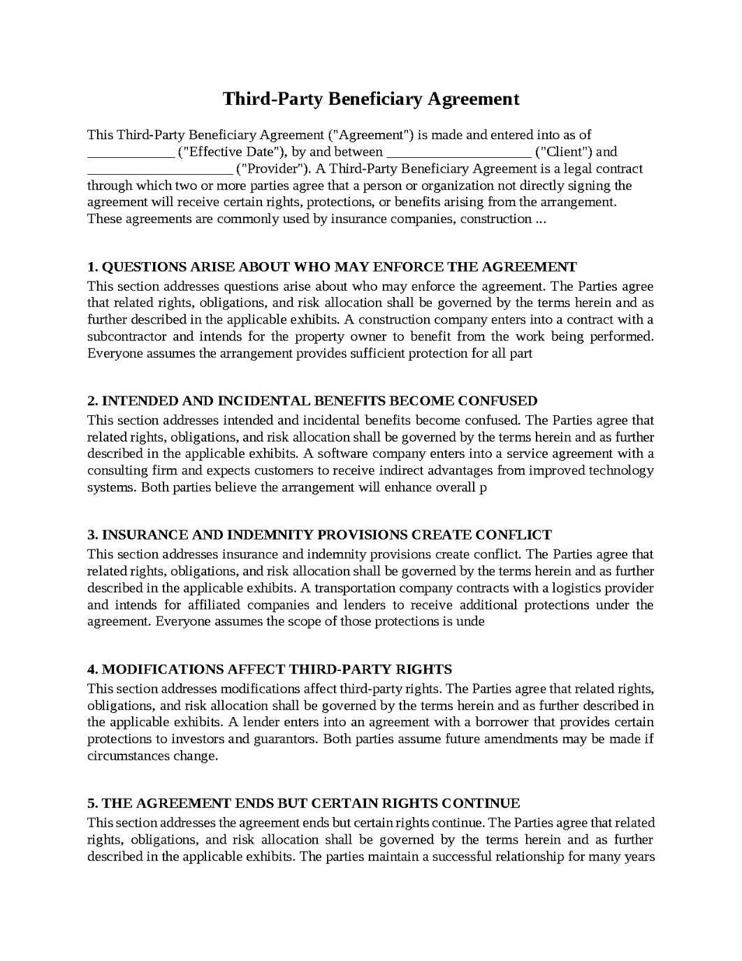 Third-Party Beneficiary Agreement
