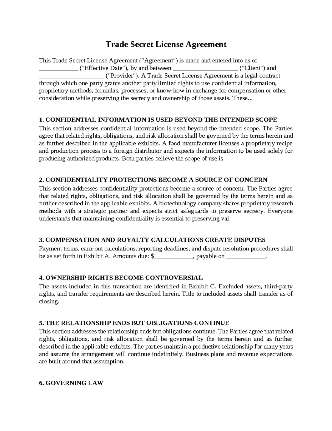 Trade Secret License Agreement
