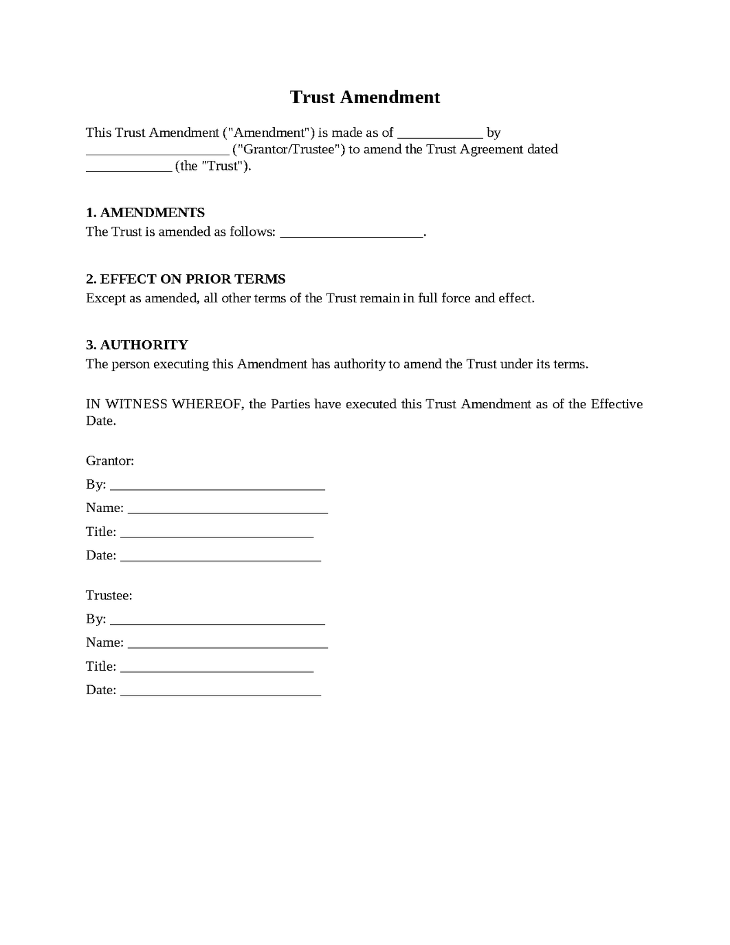 Trust Amendment