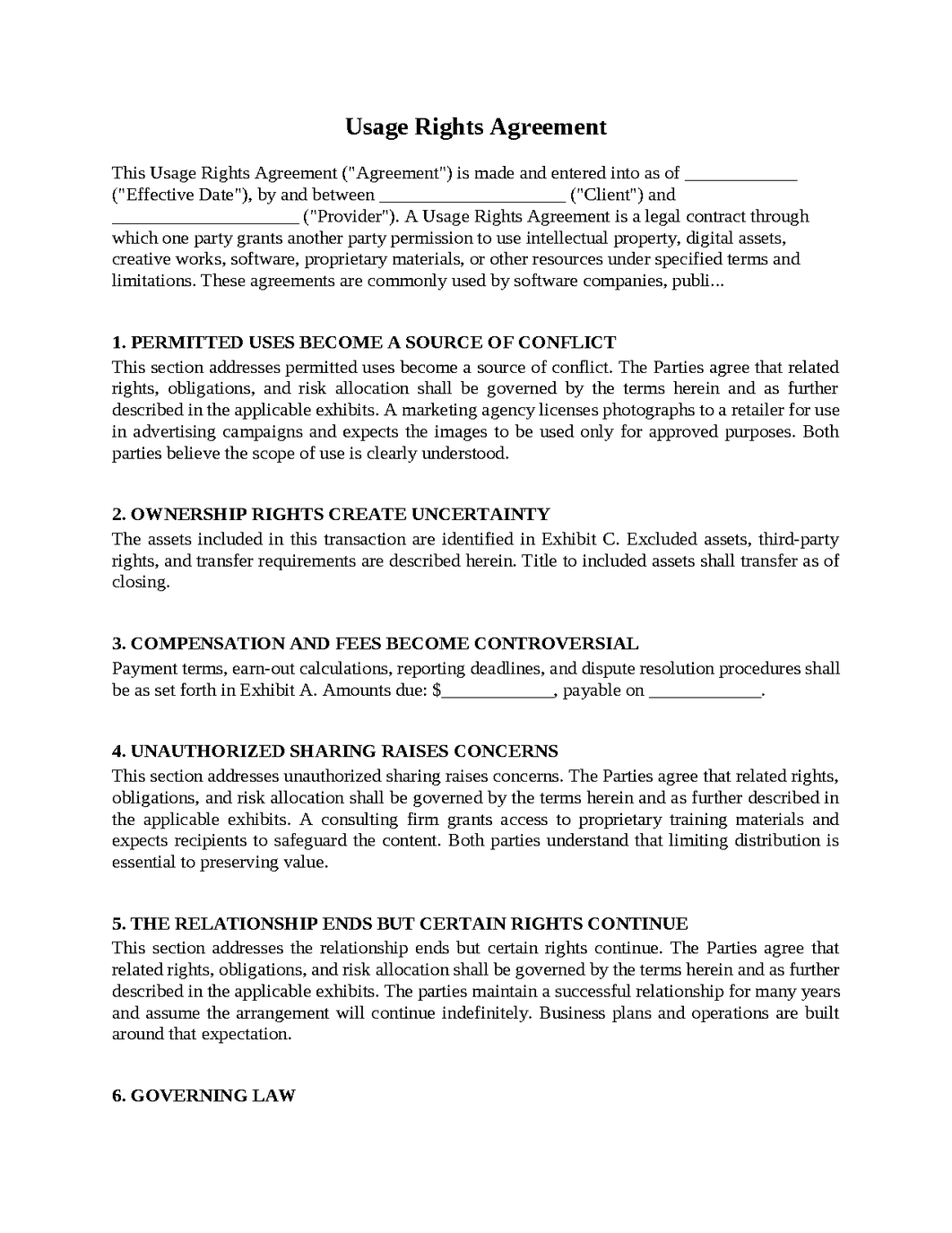 Usage Rights Agreement