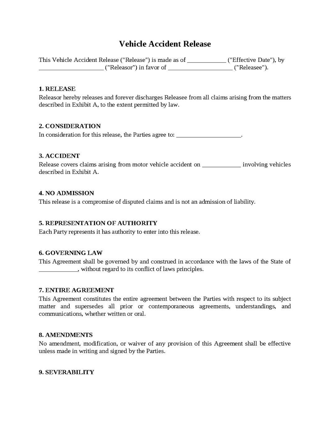 Vehicle Accident Release