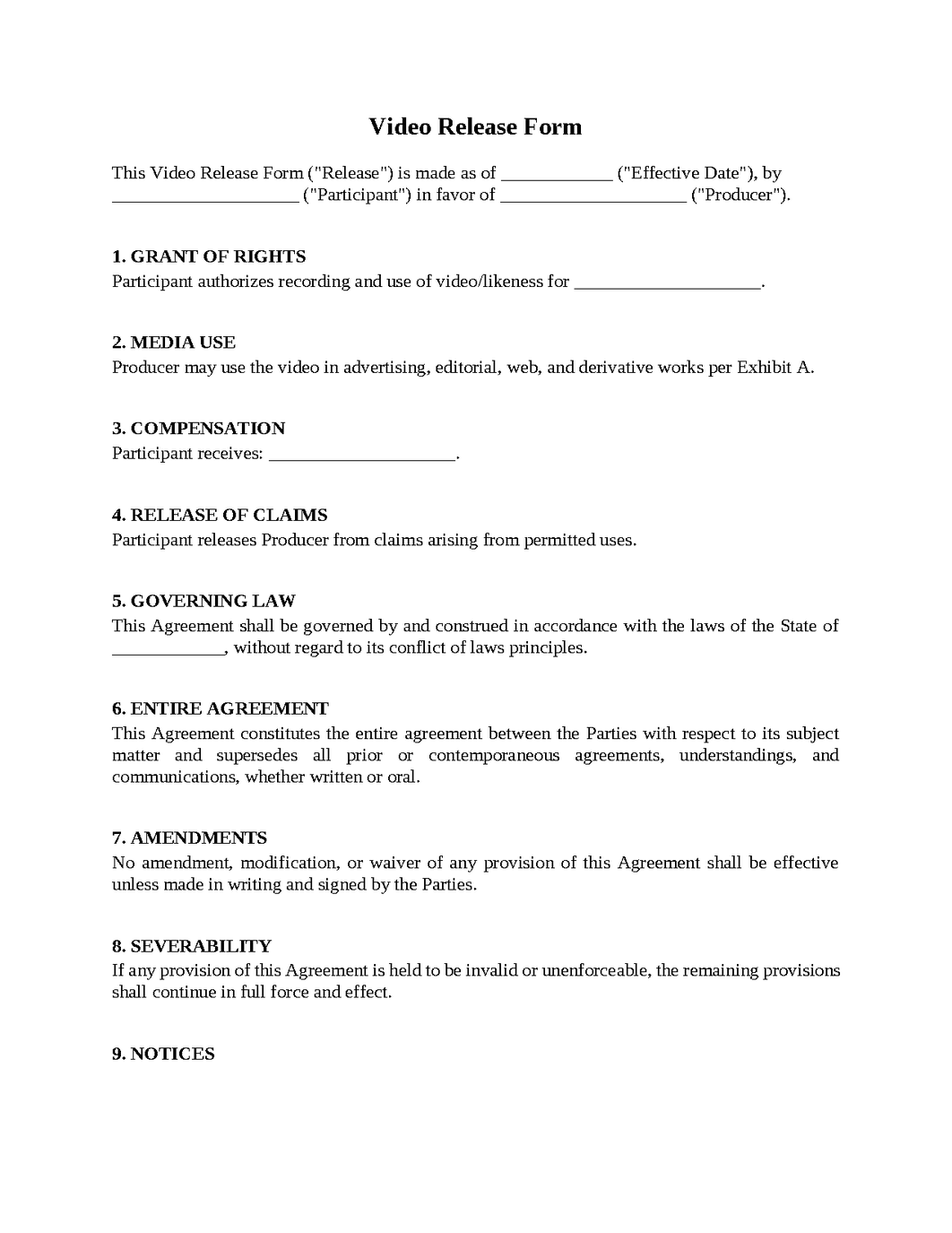 Video Release Form