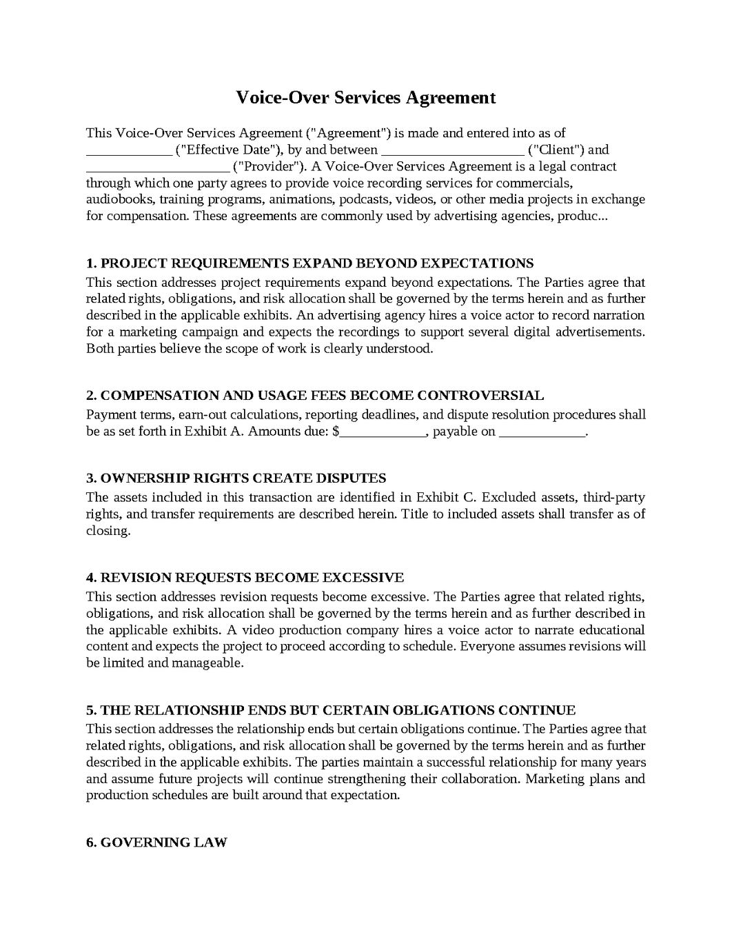 Voice-Over Services Agreement