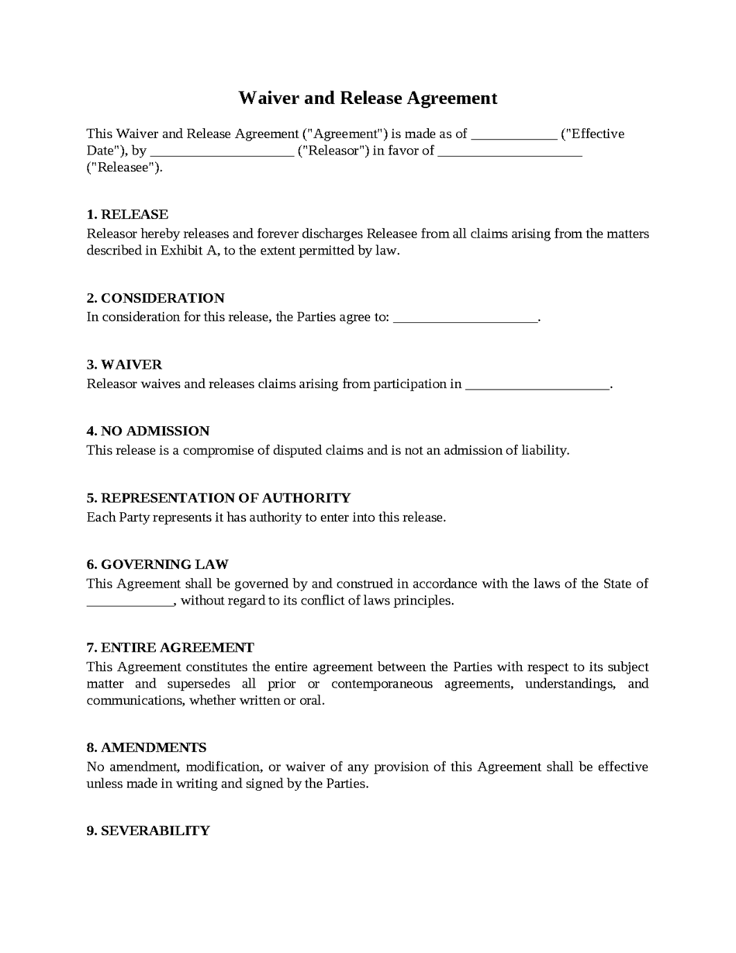 Waiver and Release Agreement